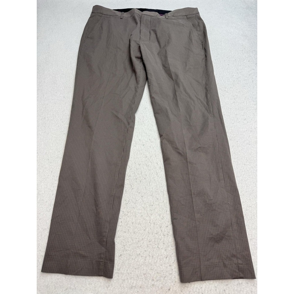 Bonobos Tuesday Dress Pants Mens 36x30 Brown Check Stretch Flat Front Office